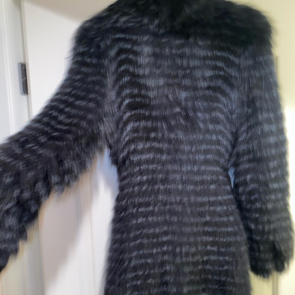 Sonia Rykiel belted blue and grey Fox fur coat size 44 Us 10 - Picture 12 of 12